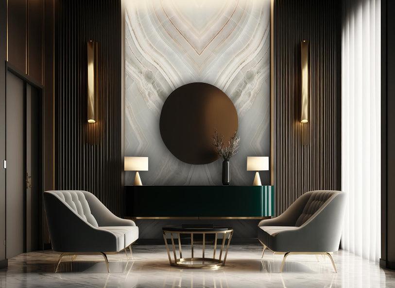 Symmetry in Spaces: Elevate Interiors with Book Match Laminates for Furniture and Walls.