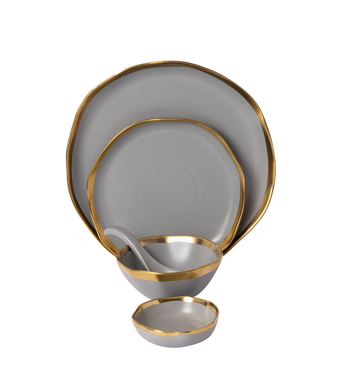 Stylish Grey Ceramic Dinner Plates and Bowls