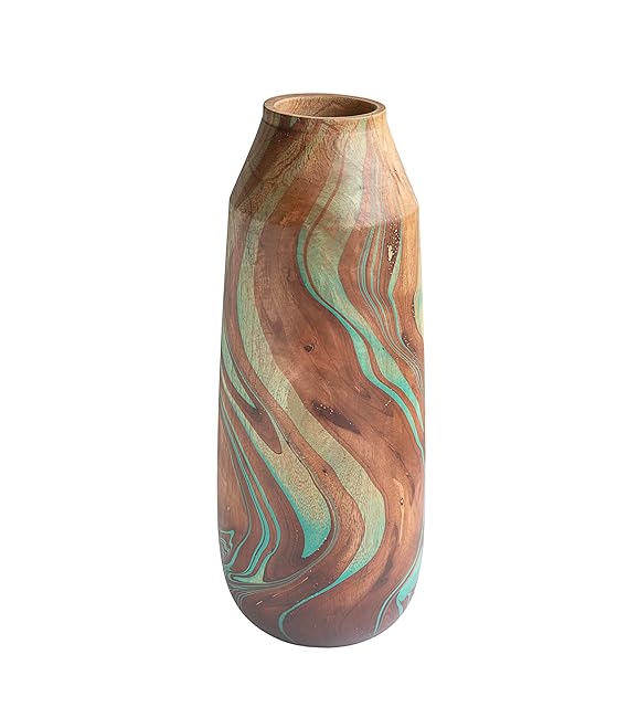 Luxury teak vase with floral decor
