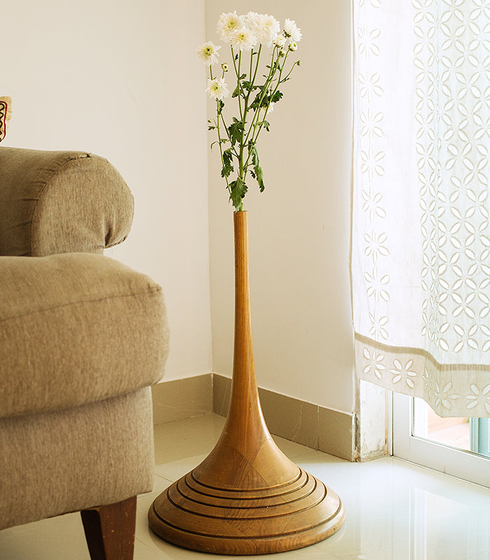 Luxury tall teak wood vase