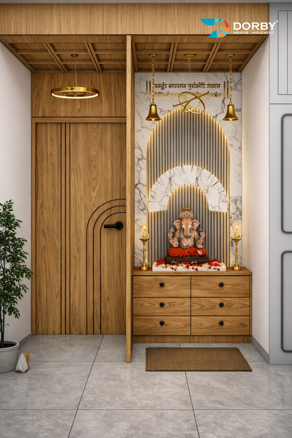 American Pear Wood - SF 9529 Pooja Rooms